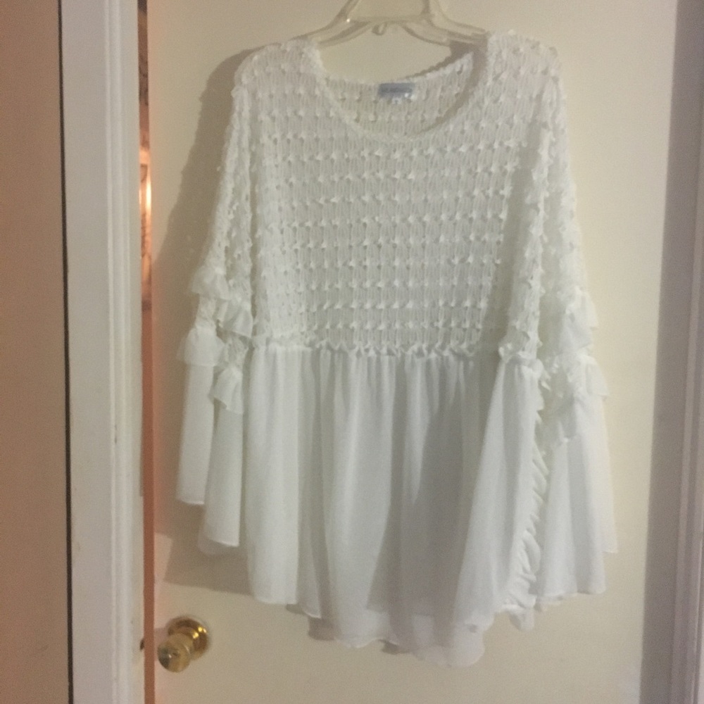 Milano Moda Sheer White Kaftan Style Cover Up Sm.